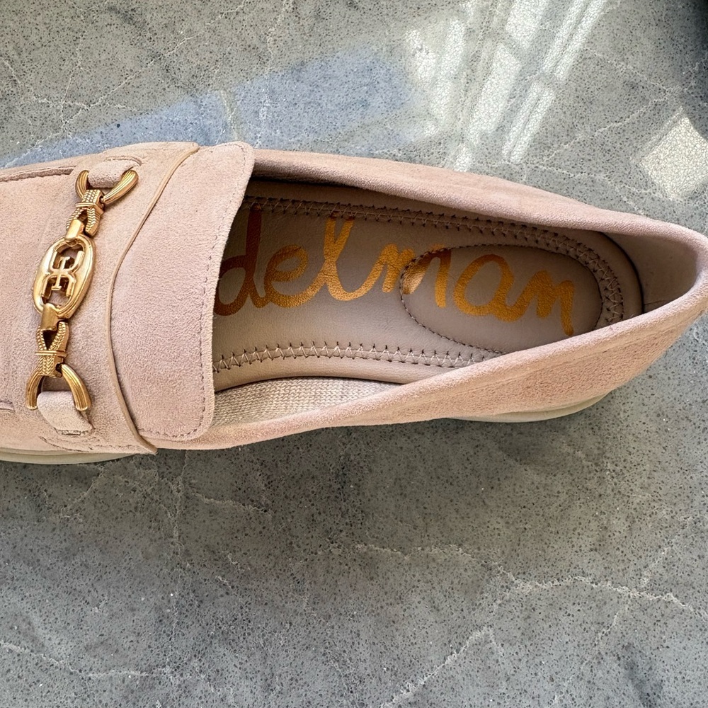 Sam Edelman Loraine Platform Loafers Pink Suede Gold Hardware Size 5.5 - Picture 3 of 6